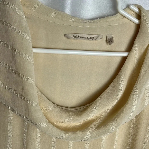 SOFT SURROUNDINGS tunic women L,cream layered silky chiffon ,boho,cottagecore, - Picture 6 of 10
